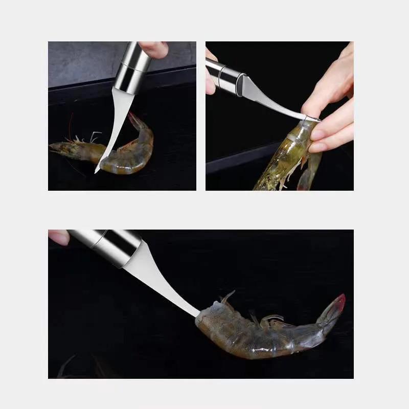 Otwieracz do krewetek ze stali nierdzewnej Obieraczka do krewetek Czyszczenie jelit krewetek Cięcie Gadżety kuchenne Narzędzie do owoców morza