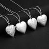 Unique Silver Color Photo Frame Pendant Necklace Carved Designs Heart-shaped Openable Locket Necklace Family Jewelry Gift