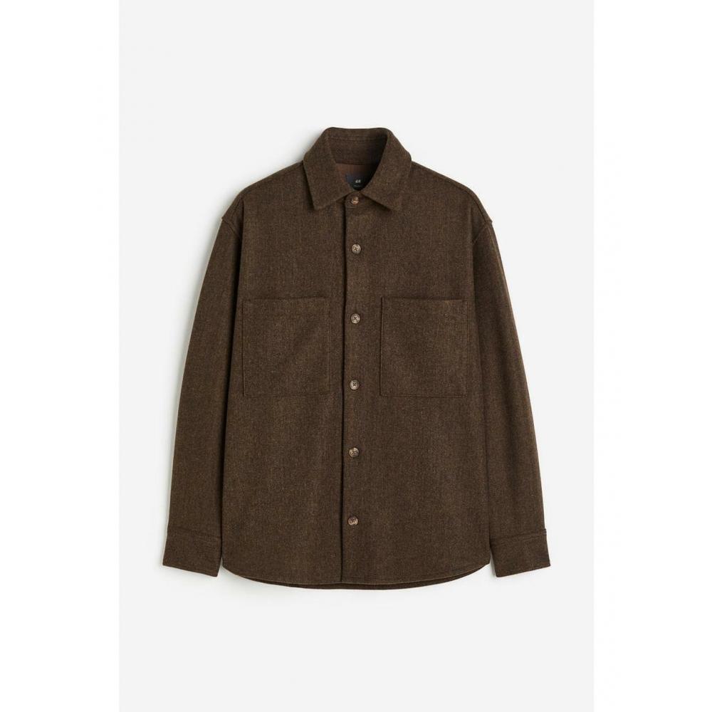 

Рубашка свободного кроя HM темно-коричневая 1183478002