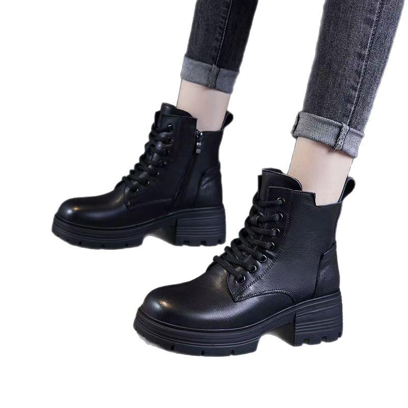 Thick-soled heightening fashionable versatile Martin boots autumn and winter new British style velvet warm fashion short boots