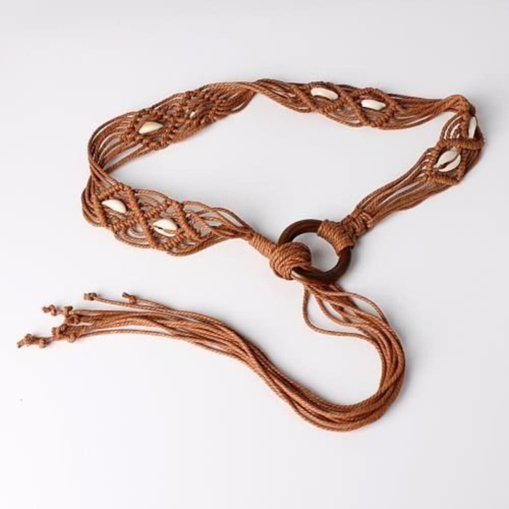 

Богемський плетений ланцюжок на талію Універсальний шнурівковий пояс Ретро зав язка Поясна мотузка Жіноча мода коричневий