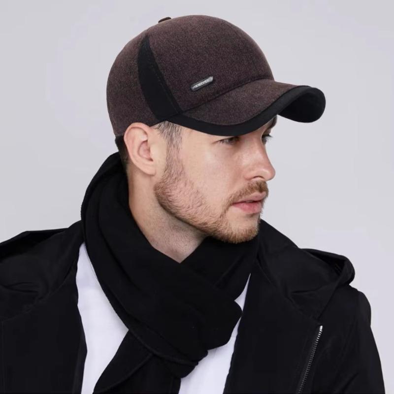 Fashion Middle-aged and Elderly People Winter Thickened for Keep Warmth Baseball Cap Men Leisure Splice Ear Protection Duck Tongue Hat