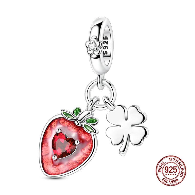 Original Charm Copper Fruit Four-Leaf Clover Series Charm Bead Fit 3Mm Original Bracelet For Women Diy Jewelry Gift