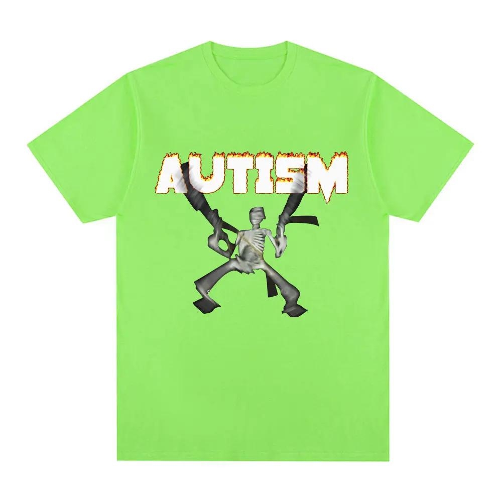 Autism Skeleton Meme T Shirt Humor Funny Skull Men Women Fashion Hip Hop T-shirt Casual Cotton Short Sleeve Harajuku T-shirts