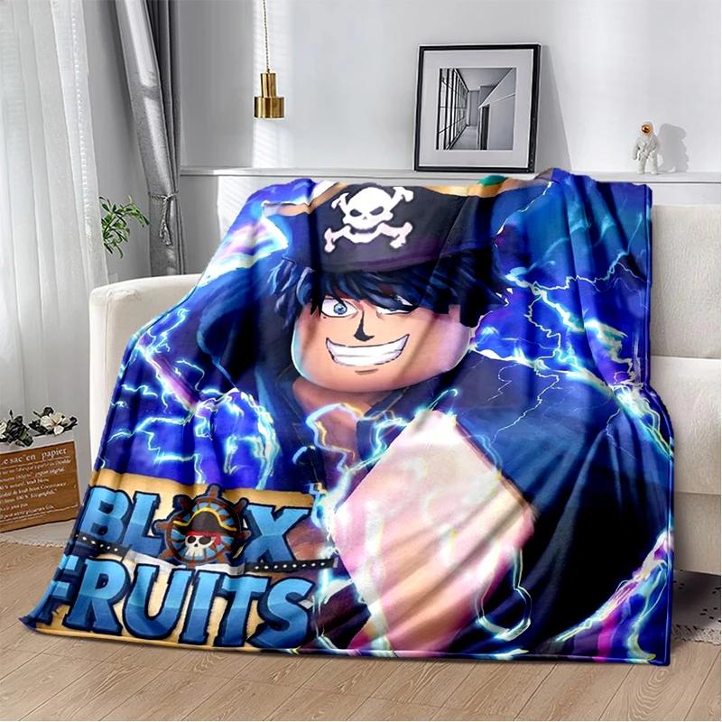2025 New Style B-Blox Fruit Cartoon Flannel Blanket,Soft Throw Blanket for Home Bedroom Bed Sofa Travel Cover Kid Gift