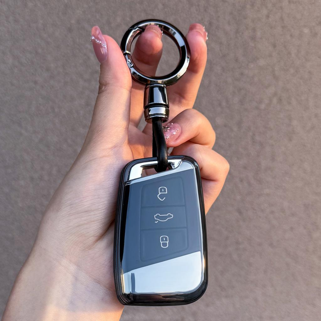 Key Holder Case For Skoda Kodiaq Karoq Octavia Fabia Seat Ateca TPU For VW Passat B8 Polo Tiguan Taos Accessories Key Caps