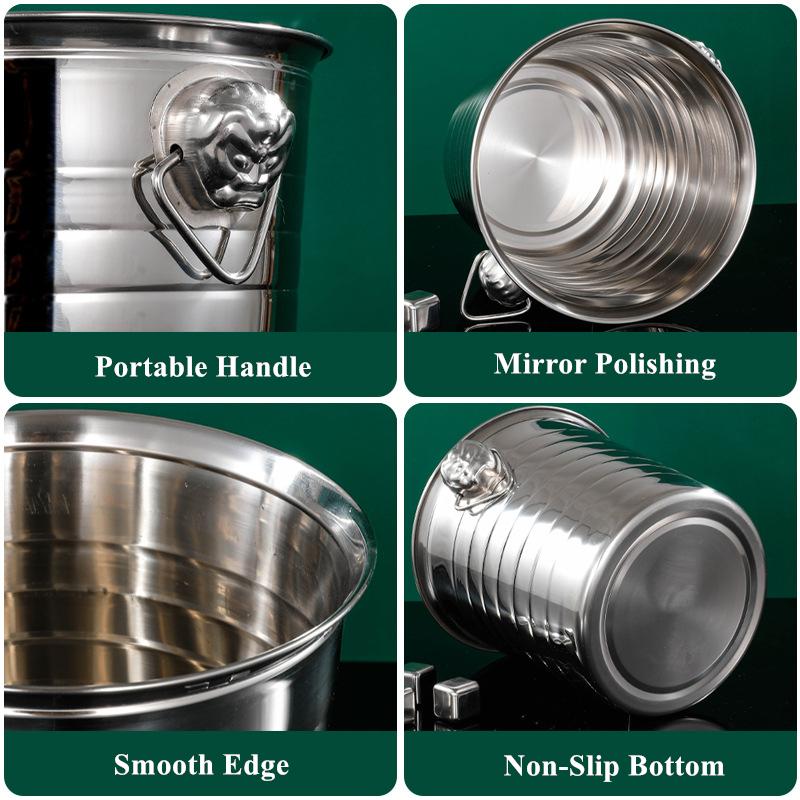 Edelstahl-Eiskübel, Wein- und Bierkühler, tragbarer Eiskühler, Champagner, Whisky, Eiswürfelbereiter für KTV-Bar, Party-Container