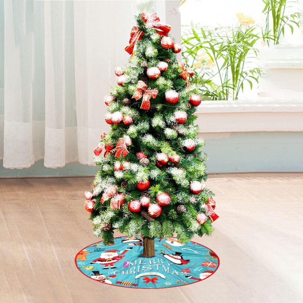 90cm Weihnachtsbaumdecke Schneeflocken-Druck Schneemann Schneeflocke Weihnachtsdeko Matte Weihnachtsmann-Druck Weihnachtsbaumteppich