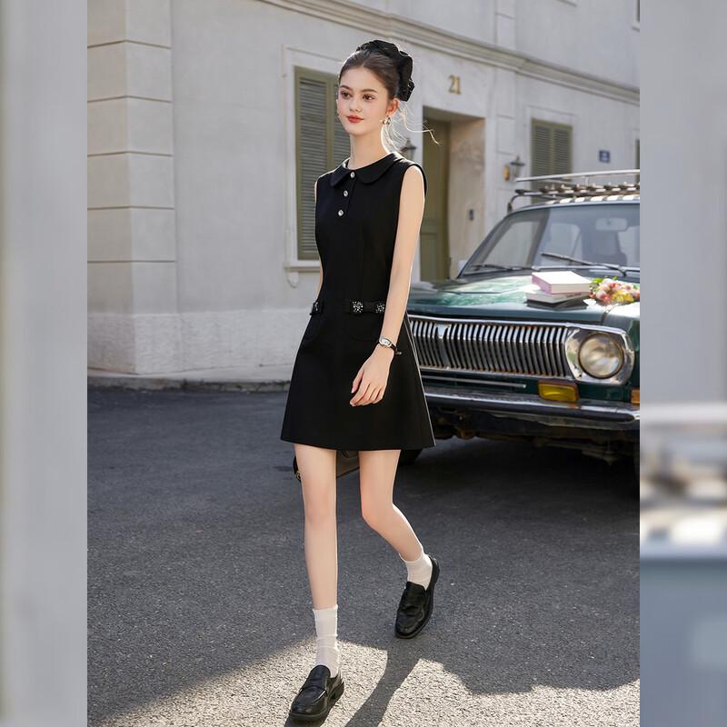 Women's French Style Sleeveless Lapel Midi Dress