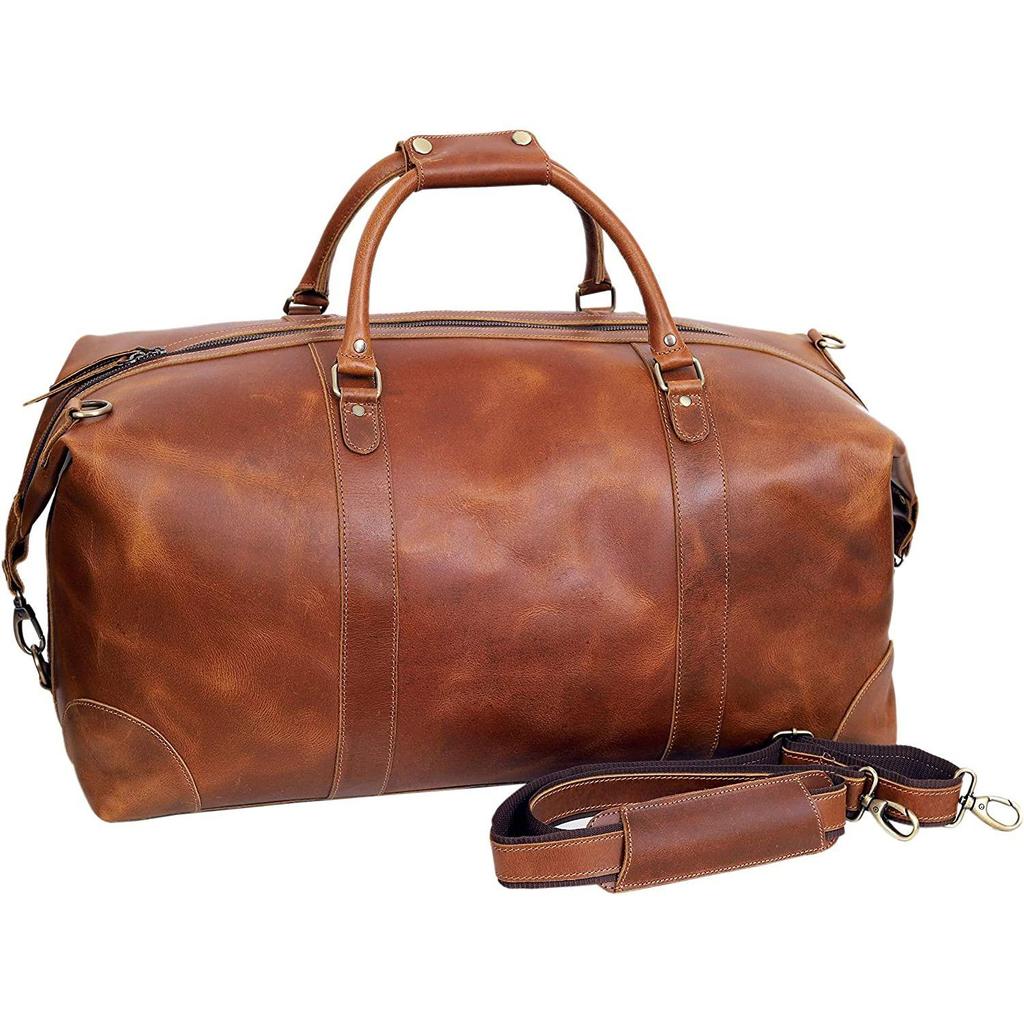 24" Leder Buffalo Case Duffel Gepäcktasche, Gym Travel Tote Duffel, Overnight Weekender
