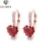CC Small Hoop Earrings Fashion Jewelry For Women Red Heart Zirconia Stone Best Gifts Rose Gold Plated Accessories Bijoux CCE014