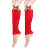 Women's Winter Thickened Christmas Socks With Bowknot, Stackable Knitted Woolen Leg Warmers