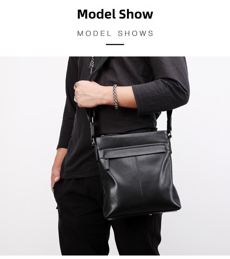 Shihua Eden Men's Genuine Leather Vertical Shoulder Messenger Bag - Trendy Korean Business Casual Backpack