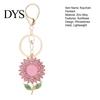 Enamel Keychain Charm Pendant Rhinestones Inlaid Sunflower Design Key Rhinestone Chain with Anti-Oxidation Lobster Clasp Backpacks Accessory
