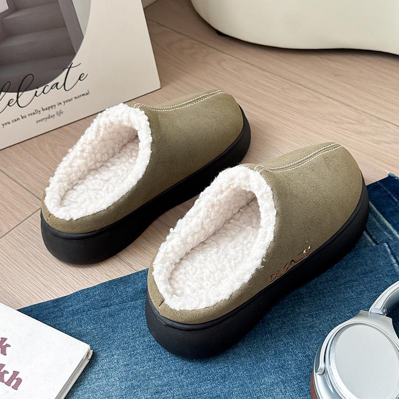 Fashion Fuzzy Fur Outdoor Winter Women's Slippers Indoor Comfort Anti-slip Soft Sole Resistant Men Casual Couple Cotton Shoes Snow Boots