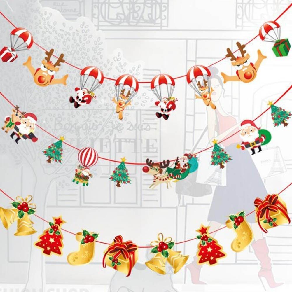 7 Styles New Cartoon Pull Flag Christmas Flag Christmas Decoration Supplies Birthday Wedding Decoration Hanging Flag