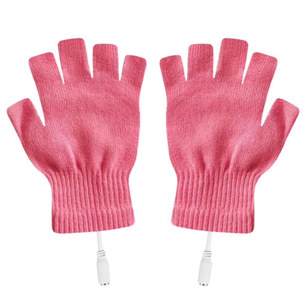 USB Heated Gloves USB Rechargeable Heating Mittens Winter Washable Half Hand Warmers Electric Thermal Gloves For Cold Weather