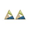 Trendy 925 Silver Triangle Colorblock Geometric Stud Earrings for Women
