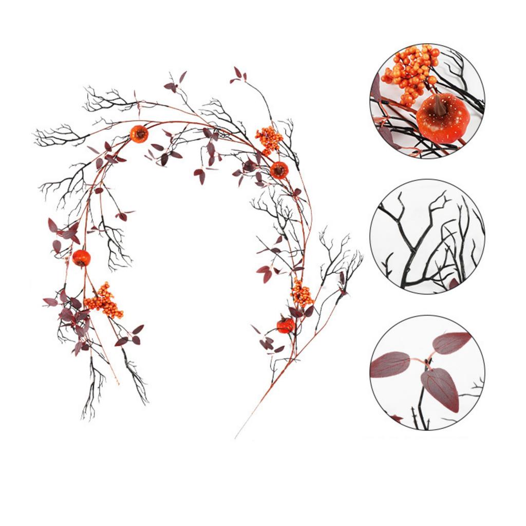 Artificial Maple Leaf Pumpkin Vine Garland 170 To 180cm Halloween Decorative Faux Leaf Garland for Seasonal Home and Event Decoration