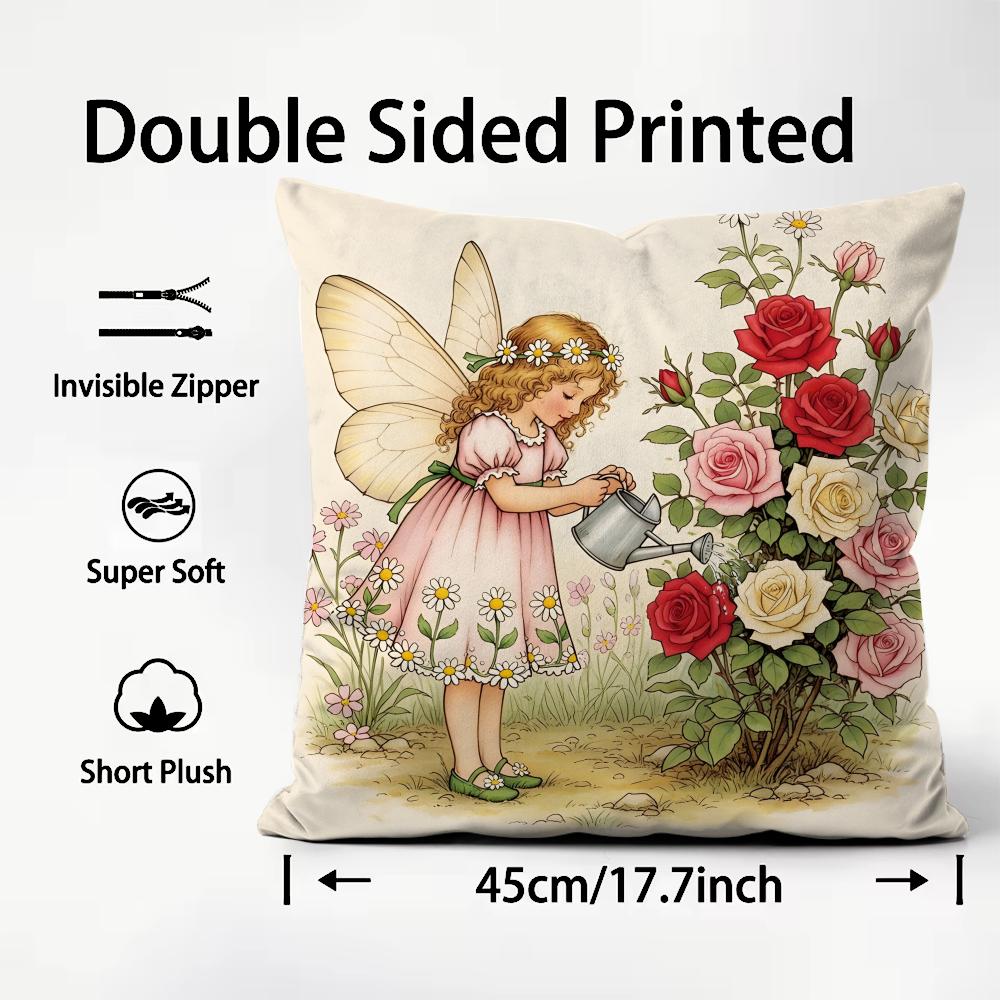 Umění Sarah Kay Dívka na houpačce Povlak na polštář Plyšová látka Měkký Oboustranně tištěný Pohovka Teplý Zimní Domov Dětský dárek Povlak na polštář