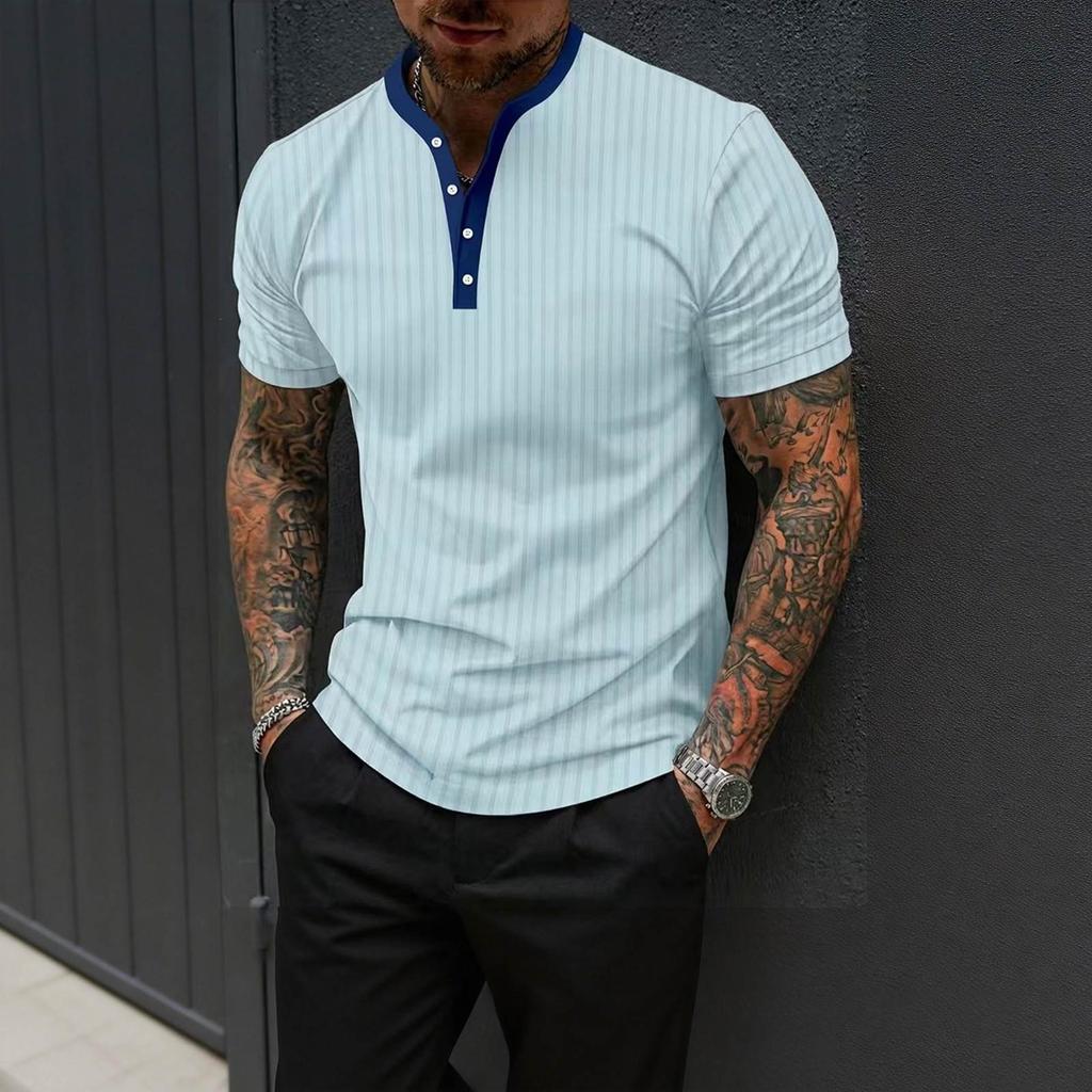Men's High Stretch Ribbed Knit Stand Collar Shirt: Workout, Casual & Stylish