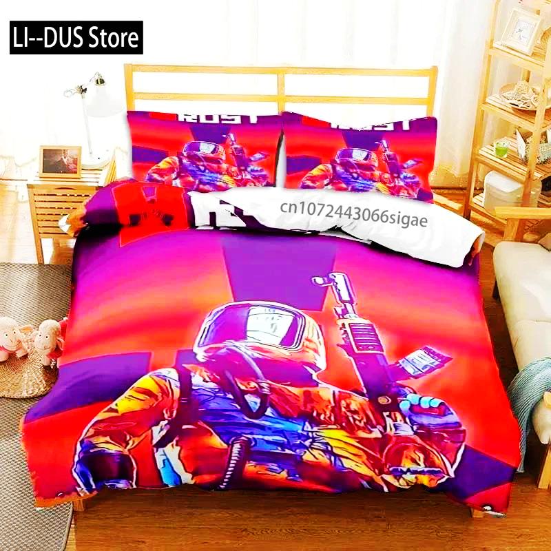Rust Game Logo Printed Bedding Set Duvet Cover Bed Set Quilt Cover Pillowcase Comforter King Queen Size Boys Adult Bedding Set