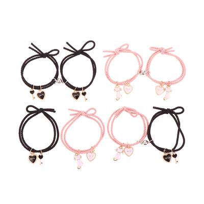 2 Braccialetti Magnetici da Coppia Cartone Animato con Ciondolo Gatto Cuore Amore Carini Amicizia Corda Mutualmente Attrattivi Regali per Amico