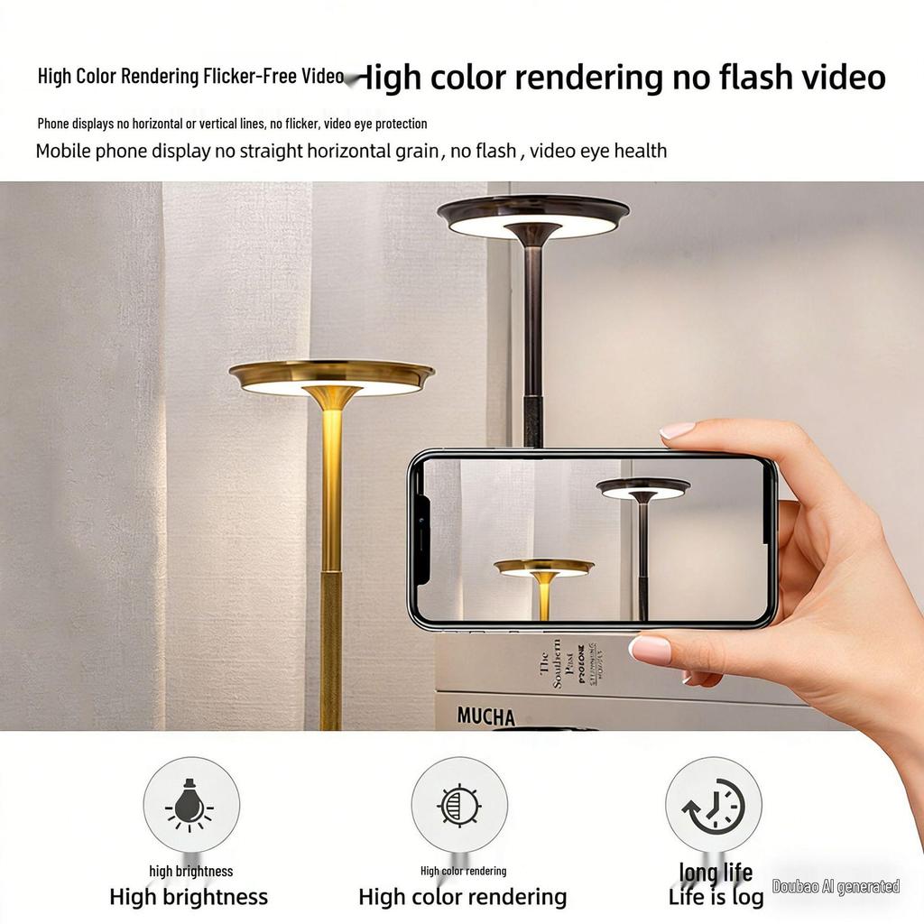 Used LED Rechargeable Induction Desk Lamp - Creative Flying Saucer Design for Camping & Night Light