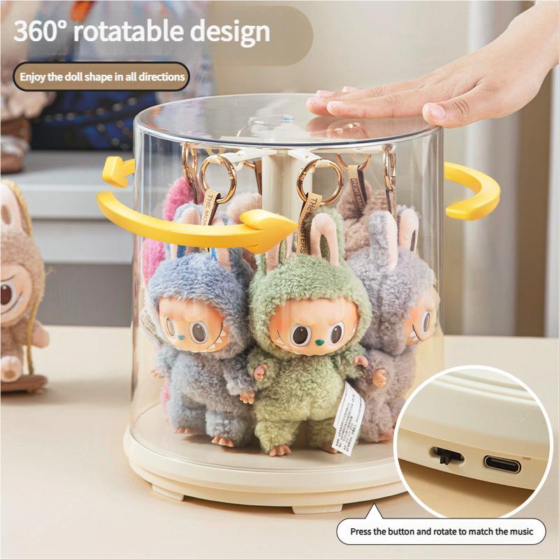 Labubu Vitrine Transparent Drehbarer Aufbewahrungsständer Für Plüschpuppen Blind Box Sammlung Klarer Acryl-Organizer