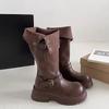 0000 Early Autumn Winter New Small Thick Leg Boots Knight Boots Black Thick-soled High Boots Boots Women's Boots