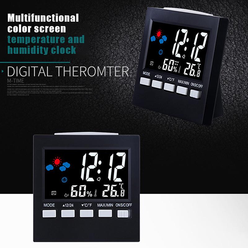 Multi-Functional Weather Station Clock Thermometer Hygrometer Calendar Digital Lcd Display Temperature And Humidity Meter