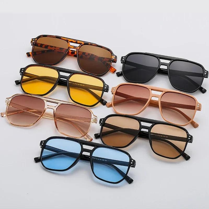 Fashion Simple Large Frame Sunglasses Vintage Ocean Piece Aviator Glasses Ultraviolet-proof Driving Travel UV400 Shades Eyewear