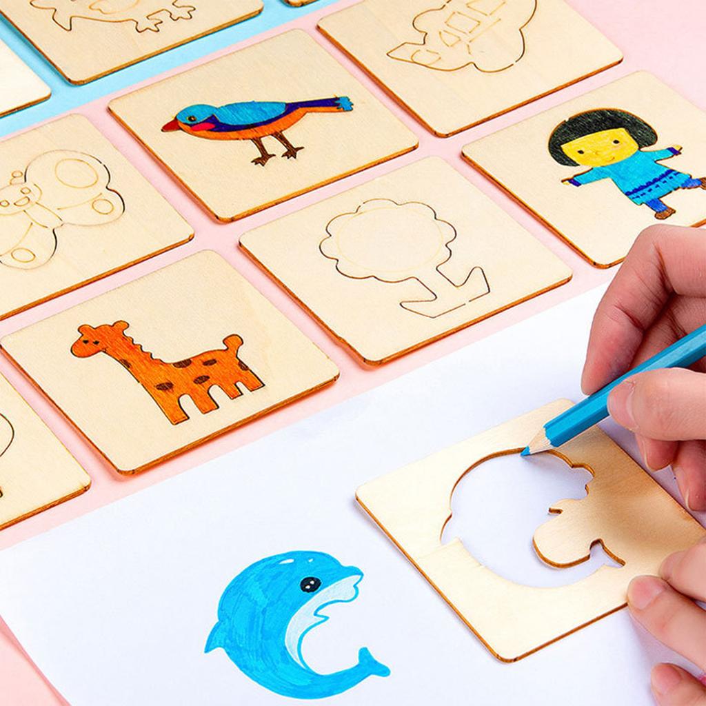 20Pcs Diy Drawing Tools Children'S Beginner Graffiti Drawing Templates Girls' Children'S Puzzle Toys Montessori Teaching Aids