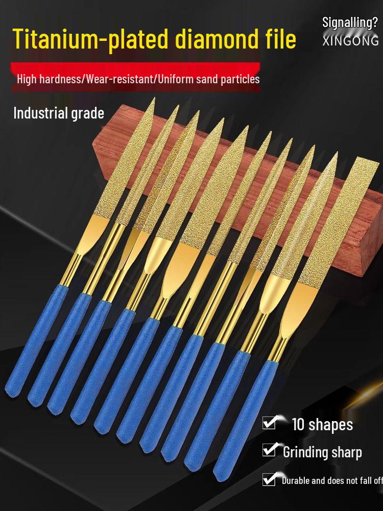 Titanium-Plated Diamond Needle Files Set - Mini Scraper and Grinding Tools Assortment