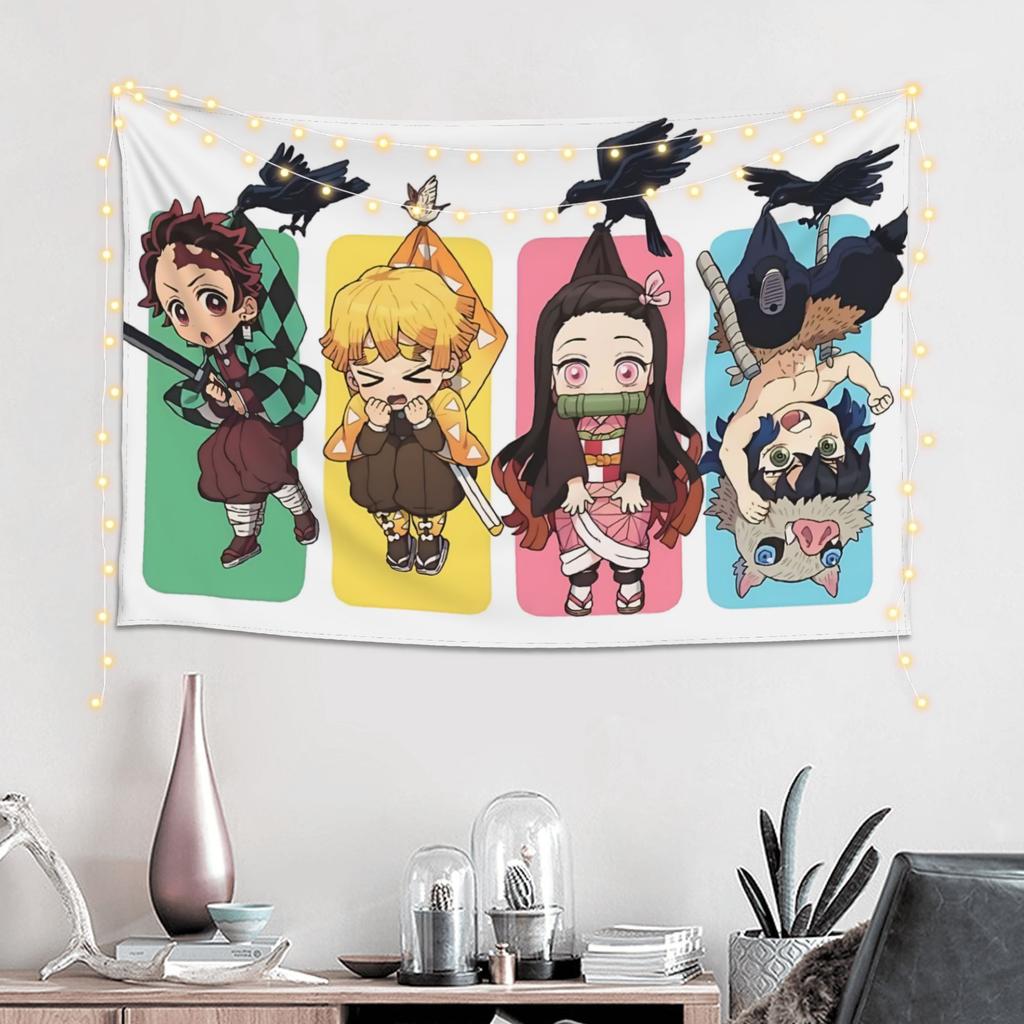 Halloween Demon Slayer Cutecore Tapestry Wall Hanging Blanket Tapestry Home Decor Items Wall Decorations