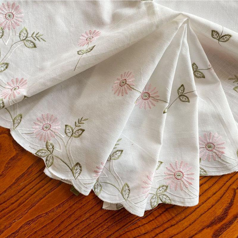 Ballonvorhang Gänseblümchen-Stickerei Rustikaler Küchenvorhang Organza-Abschluss Raffrollo Fenstergardine Ländlicher Stil, 1 Stück W75cmxH115cm Cloth rosa