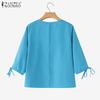 ZANZEA Women Square Neck Summer 3/4 Sleeve Loose Blouse