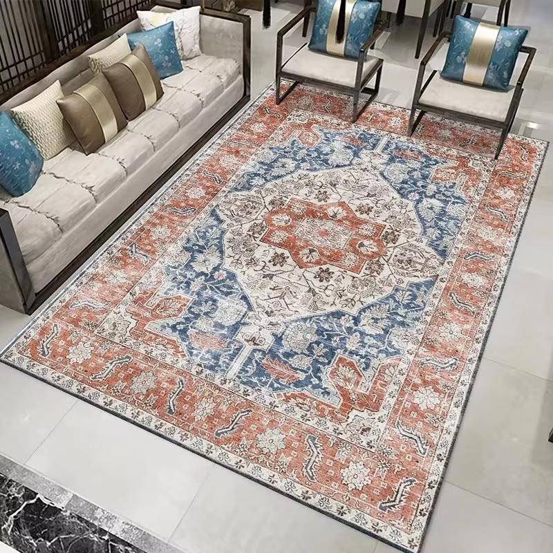 American Style Blue Persia Carpet Living Room Decoration Sofa Table Area Rugs Easy Clean Bedroom Cloakroom Floor Mat Non-slip