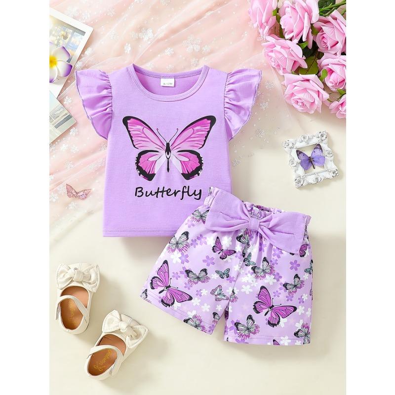 Mädchen Sommer Grenzüberschreitende Oberteile Englische Bedruckte Shorts Insekten Ganzkörperdruck Ärmelloser Anzug für Neugeborene Baby Kinderkleidung