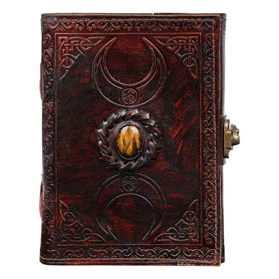 Leather Diary with Semi-Precious Stone Lock 240 Unlined Pages Perfect for Artists, Writers, and Scrapbookers 17.78 X 12.7 Cm