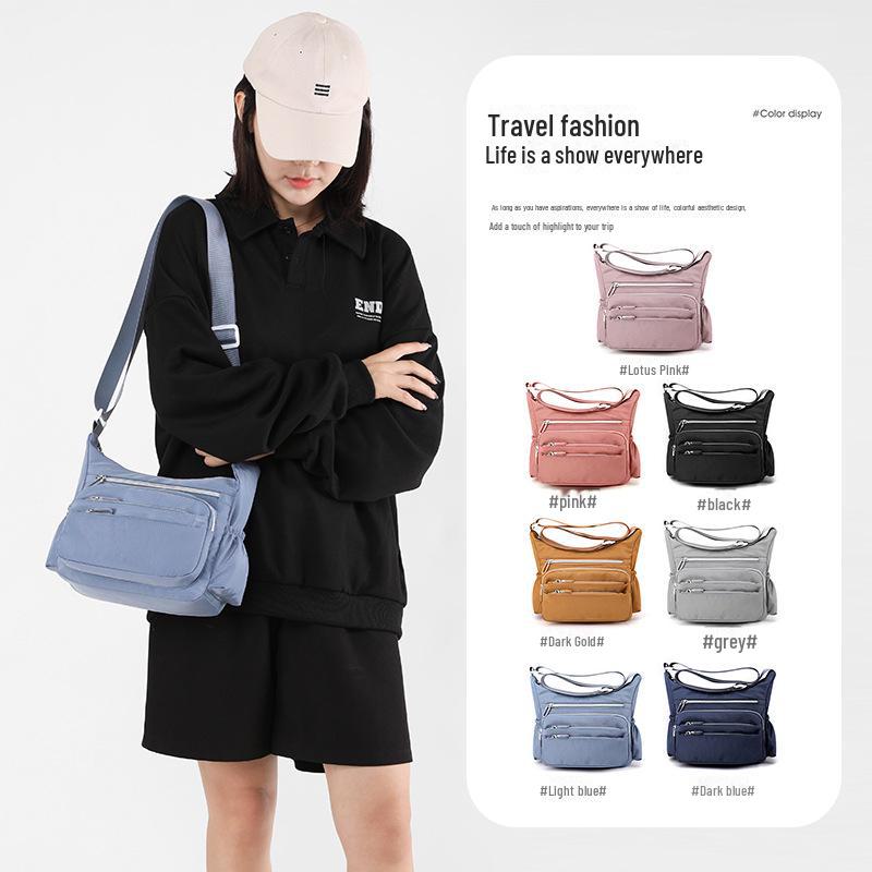 Sac bandoulière en nylon grande capacité pour femme 2023 - Sac messager multi-poches décontracté pour l'extérieur