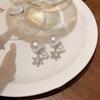Korean sweet temperament zircon snowflake pearl earrings earrings fashionable exquisite earrings women