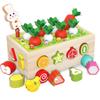 Wooden Educational Farm Orchard Toy with Building Blocks, Insect Catching, and Radish Pulling Activities