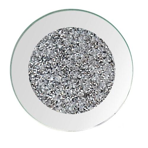 GIMORRTO Glass Mirror Coasters, 4 Pieces, Crushed Diamond Round 4 Inch, Cup Mats, Tabletop Decor, Bar Tools, Dining Table