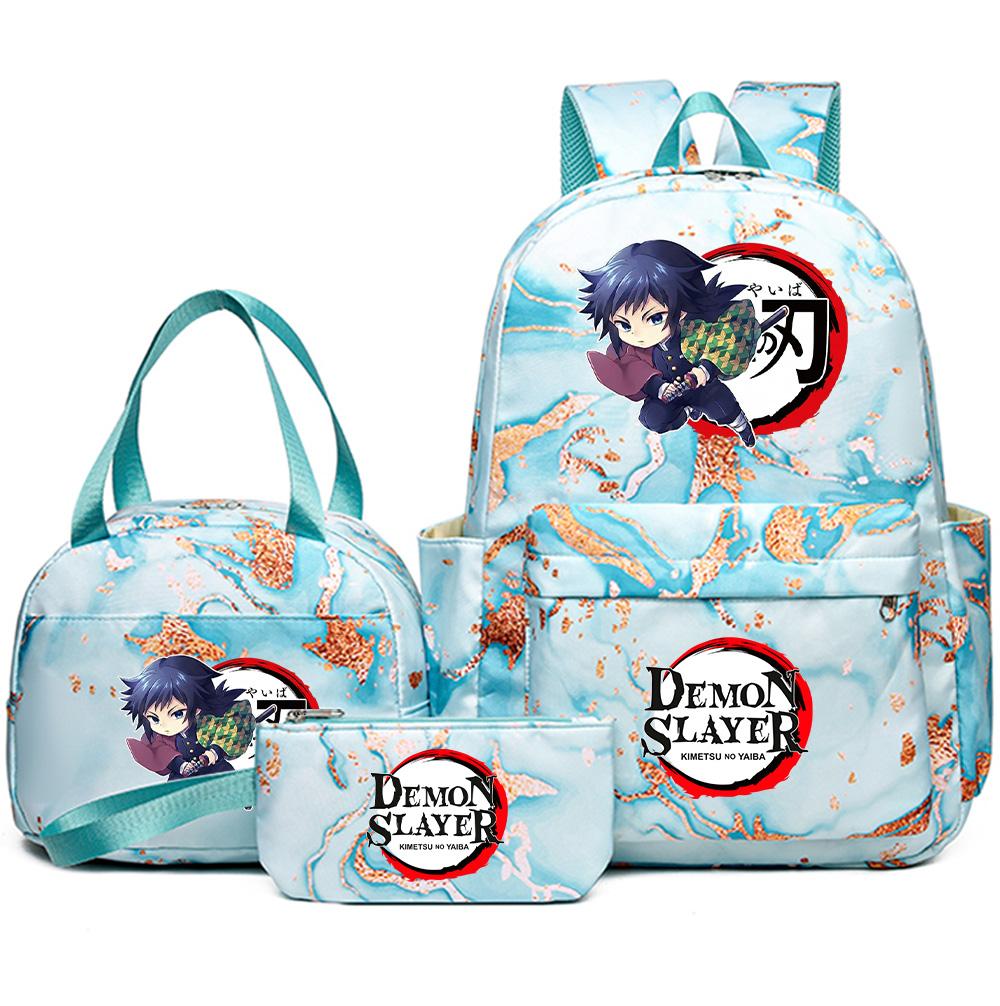 3Pcs/set Demon Slayer Printed Backpack with Handbag Pencil Case Teenager Student Girl Boy Large Capacity Waterproof Bookbag Schoolbag Travel Bag Gift