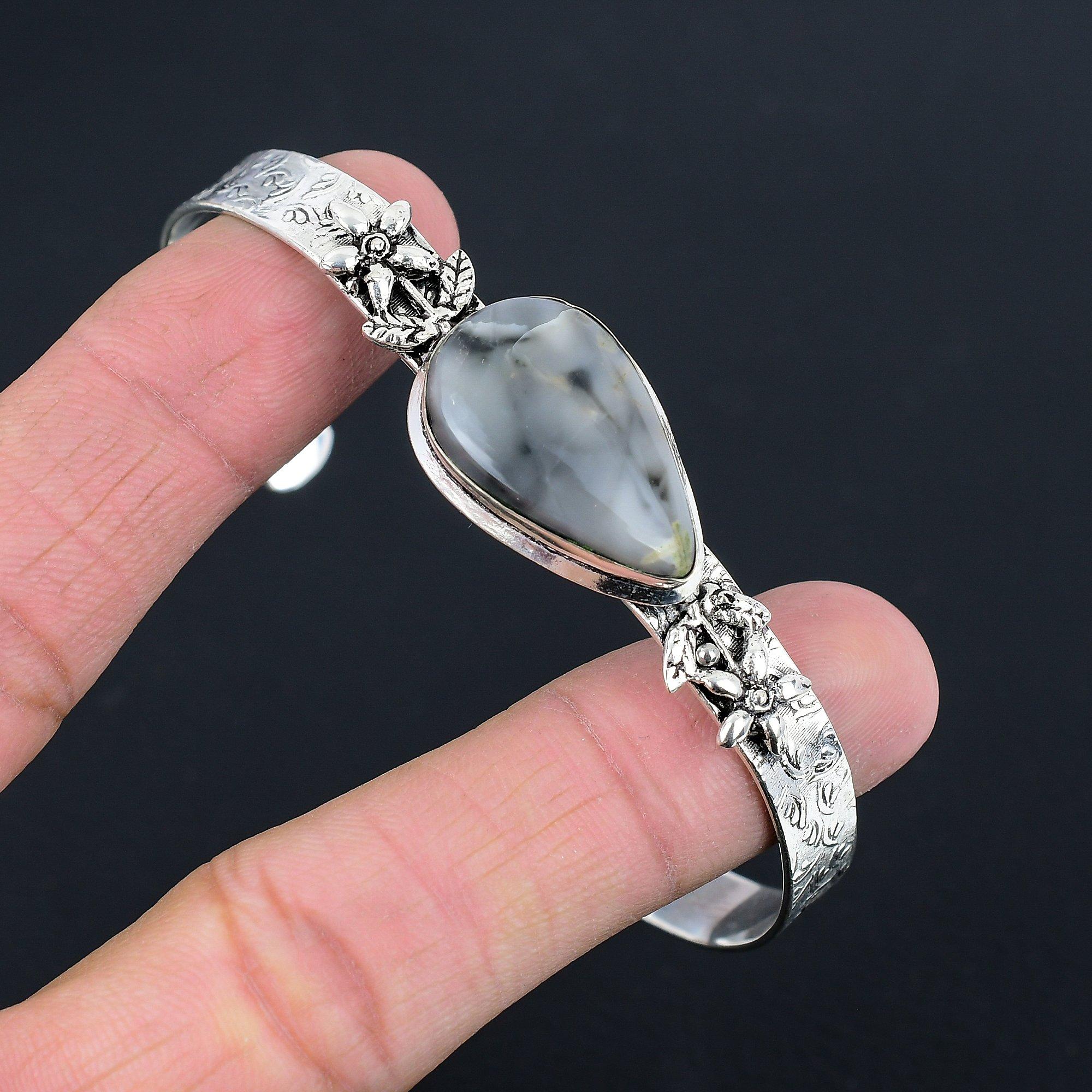 

Распродажа ко Дню сестер Серебро 925 пробы Грушевидный Дымчатый агат Драгоценный камень Свадебный Богемный Цветочный браслет Adjustable