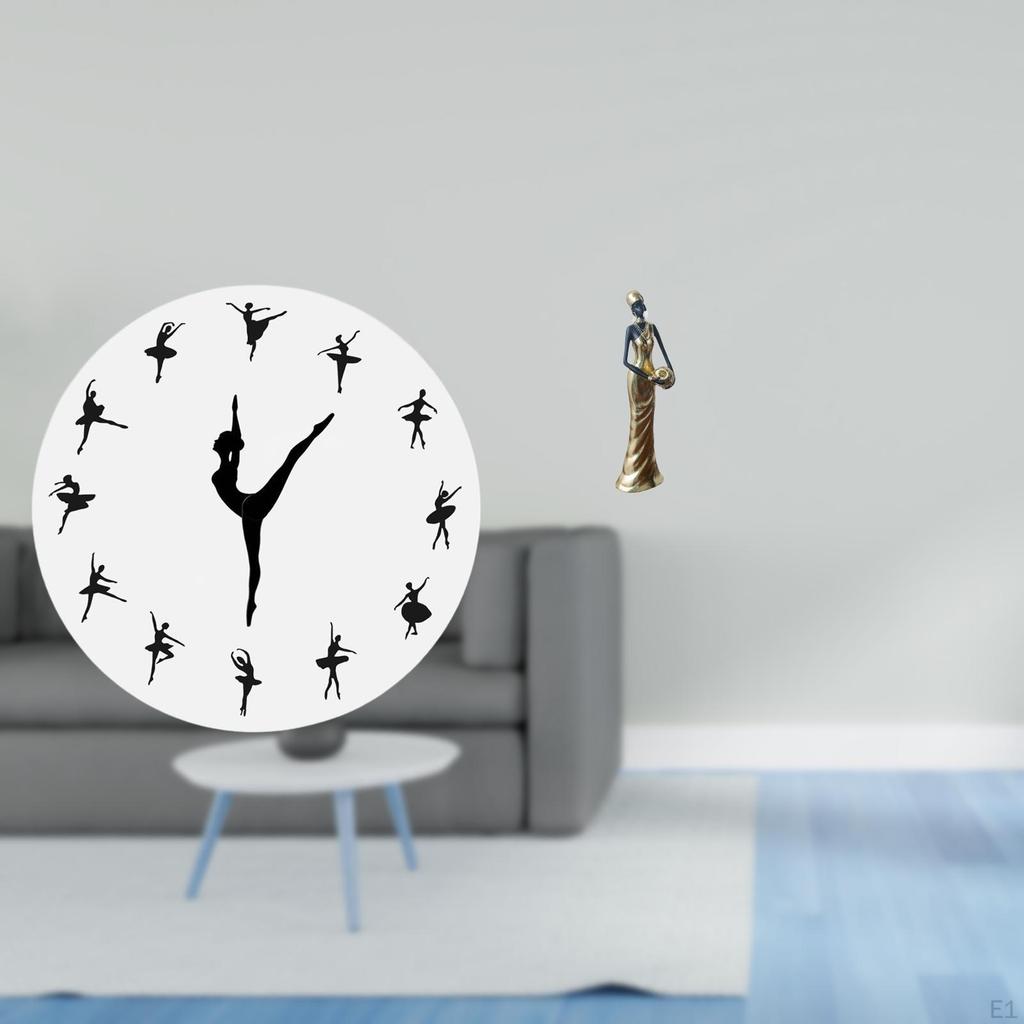 Ballet Dancer Wall Clock with African Tribal Lady Figurine Elegant Silent Decorative Sculpture for