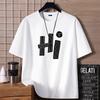 Minimalist Printed Short Sleeved T-shirt for Men Cotton Summer Tops