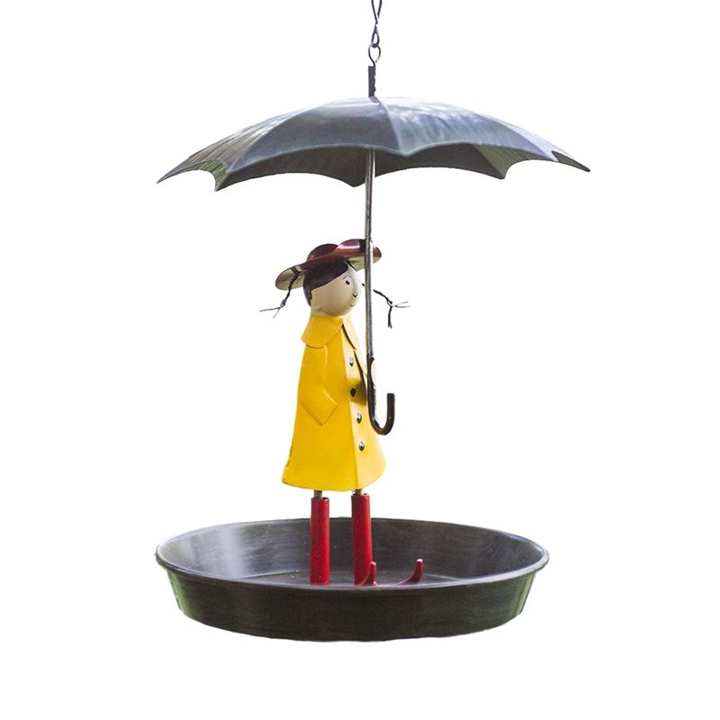 Practical-Girls Bird Feeder With Umbrella Metal Hanging Chain And Hook Feeder For Wild Garden Birds Antique 1 Piece