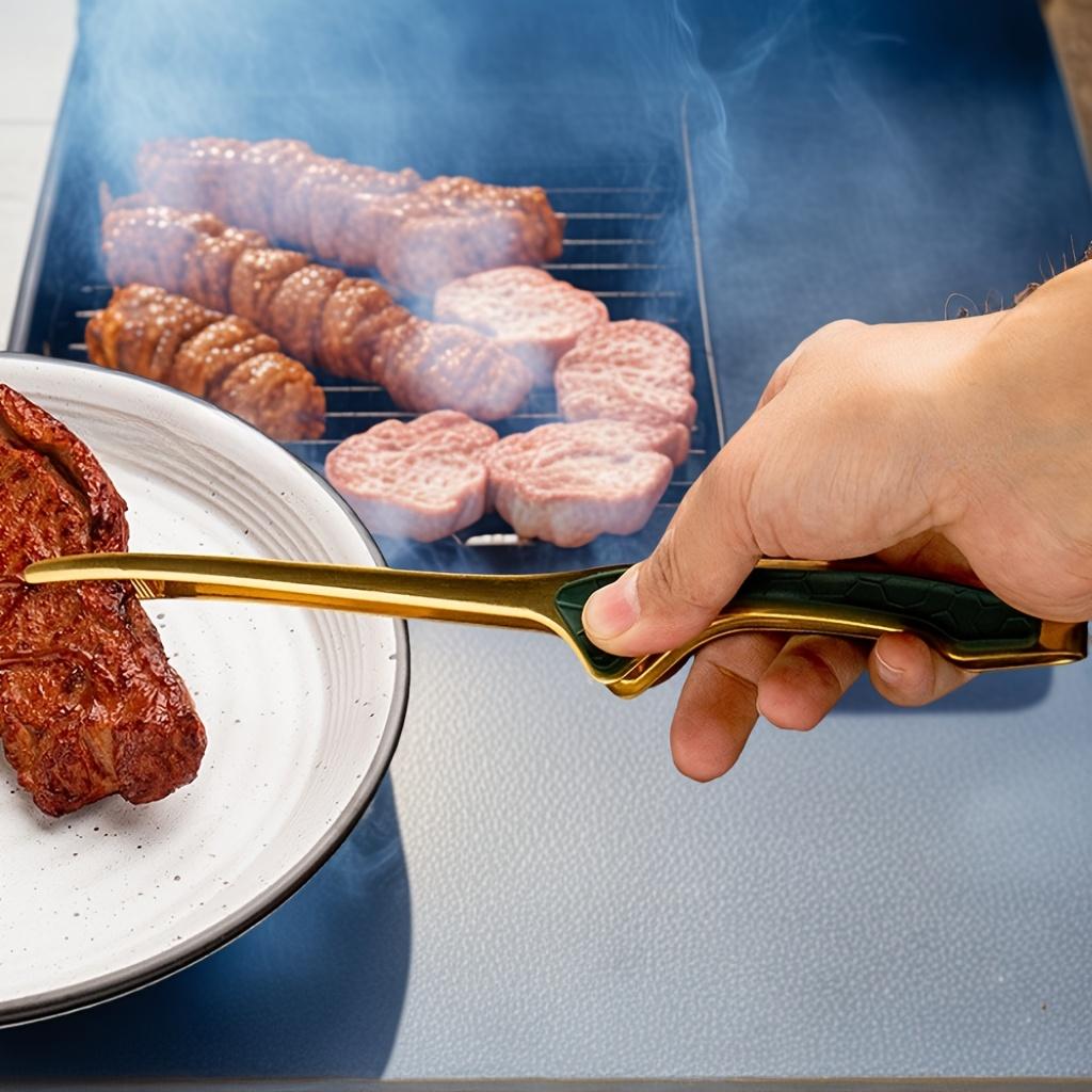 Stainless Steel Kitchen and Barbecue Tongs with Anti Slip Handle, Barbecue Accessories, Self- Restaurant Tools